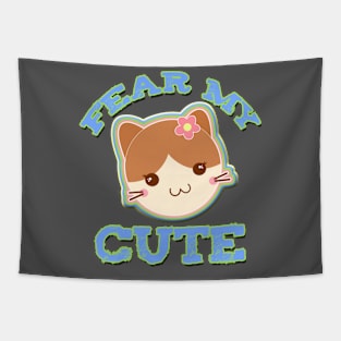 Fear my Cute, Funny Kawaii Cat Tapestry