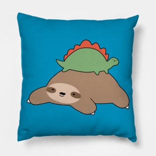 Sloth and Little Stegosaurus Pillow