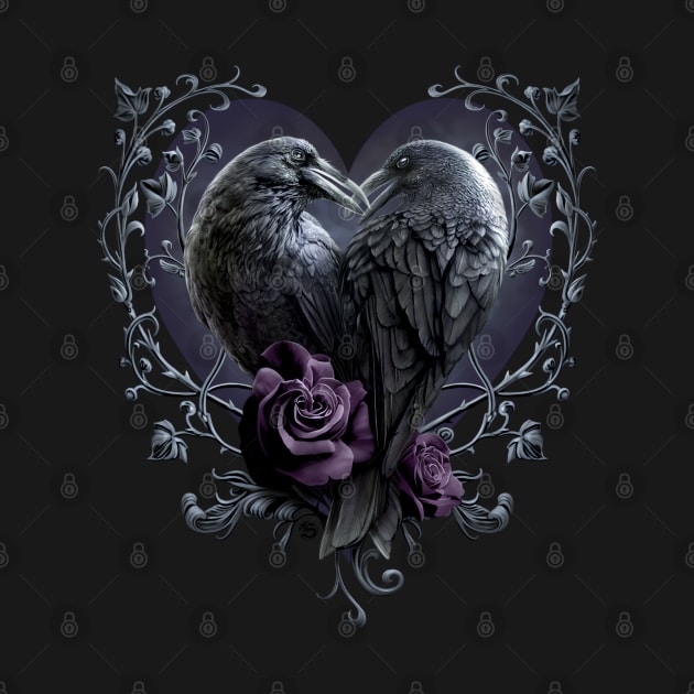 Raven Heart - Gothic Ravens - Spiral Original by The Full Moon Shop