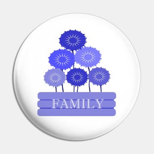 Bouquet of Purple Flowers - with quote Indicating importance of "FAMILY" Pin