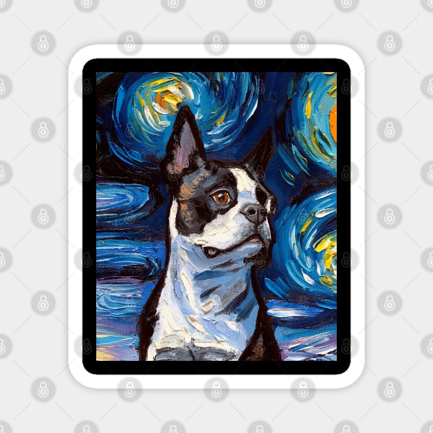 Boston Terrier Night (Portrait) Magnet by sagittariusgallery