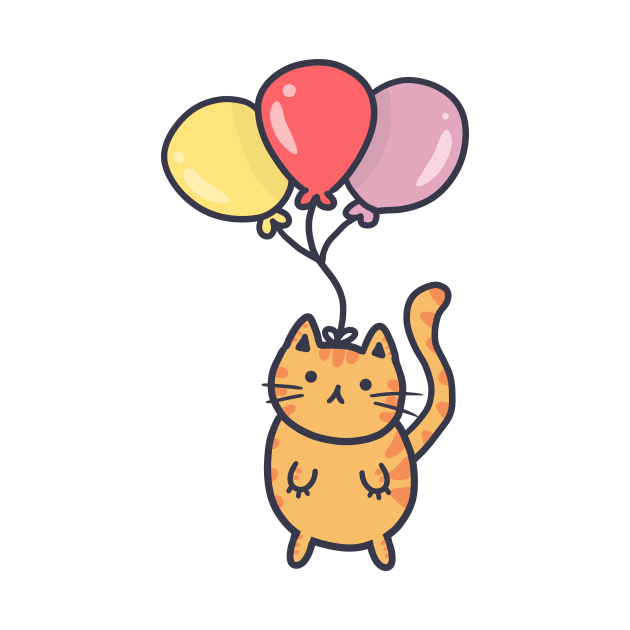 cute floating ballon cat by grafitytees