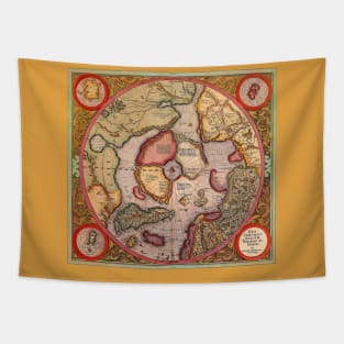 Antique Map of the North Pole Map by Gerardus Mercator Tapestry