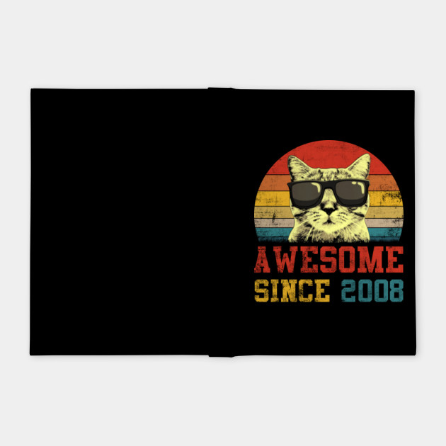 Awesome Since 2008 12th Birthday Gift Cat Lover Awesome Since