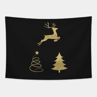 Gold Faux Glitter Christmas Trees and Reindeer Pack Tapestry