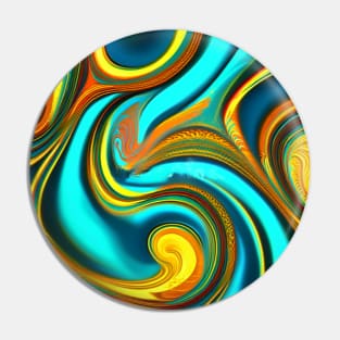 Abstract Turquoise and Gold Swirls Pin