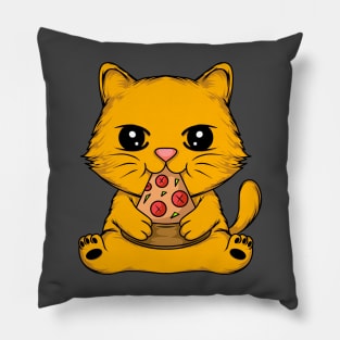 Adorable Cat Enjoying a Delicious Pizza - Unique Tee for Cat Lovers Pillow