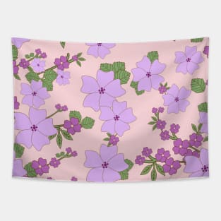 Purple Flowers, Floral Pattern, Pattern Of Flowers Tapestry