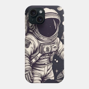 Floating Astronaut in Space Spacesuit Stars Planet Phone Case