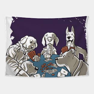 Dogs Playing Card Tapestry