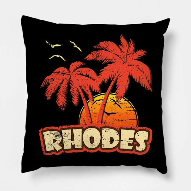 Rhodes Vintage Sunset Pillow by bridgewalker