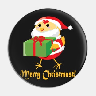 Merry Santa Chicken Pin