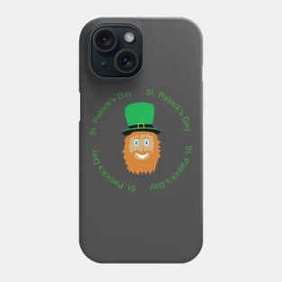 Cartoon of a man with long beard and green hat. St. Patrick's Day Phone Case