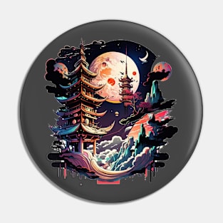 Japanese Temple Tokyo  Asian Inspired Retro Japan Pin