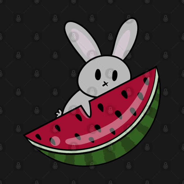 Bunny holding watermelon slice by Lobinha