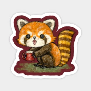 Red panda with a mug Magnet