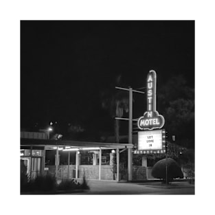 Austin Texas Motel Black and White T-Shirt