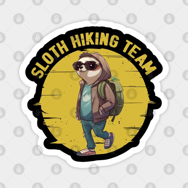 Sloth Harmony: Peaceful Sloth Hiking Team on Casual Tee Magnet by HOuseColorFULL