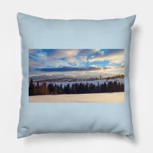 Winter mountain panorama Pillow