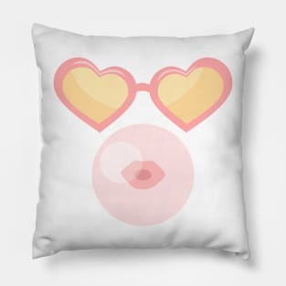 Heart shape sunglasses and bubble gum Pillow