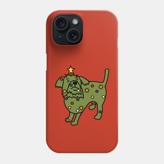 Funny Christmas Tree Dog Phone Case by ellenhenryart