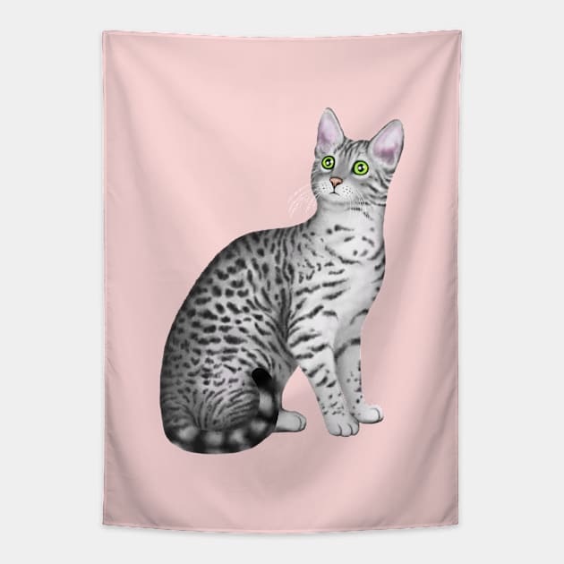 Egyptian Mau (Pink Background) Tapestry by illucalliart