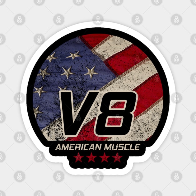 American Muscle US Car I Vintage Retro USA V8 Design Magnet by az_Designs