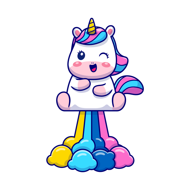 Cute Unicorn Flying With Rainbow by Catalyst Labs