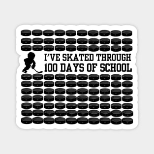 100 Days Of School Ice Hockey I've Skated Through 100 Days Of School Hockey Player Skating Game Boys Girls Kids Magnet