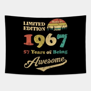 Made In June 1967 57 Years Of Being Awesome Vintage 57th Birthday Tapestry