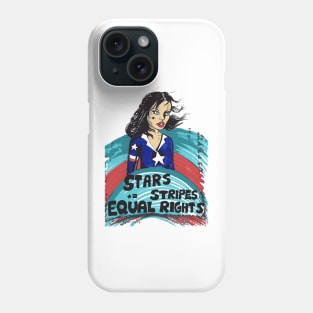 Stars Stripes And Equal Rights, patriotic superhero woman Phone Case