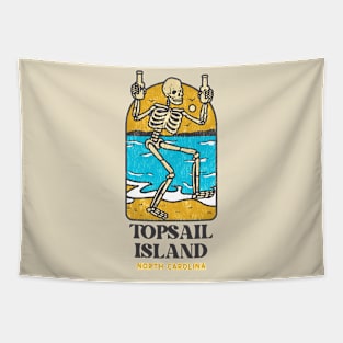 Topsail Island, North Carolina Skeleton Drinky Dance Tapestry