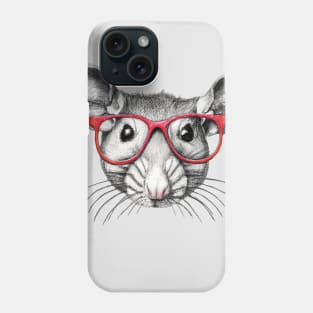 Mouse wearing glasses Phone Case