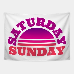 Saturday Sunday Weekend Sunset Pink and Purple shades romantic design Tapestry