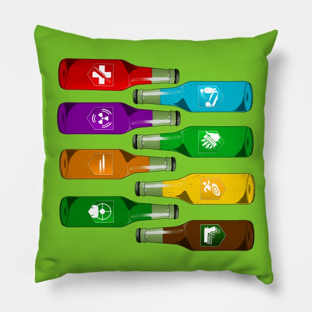 Zombie Perks Take Your Pick on Lime Green Pillow by LANStudios