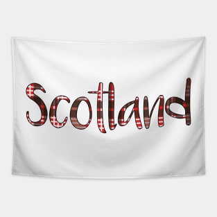 SCOTLAND, Red, Black and White Tartan Style Design Tapestry