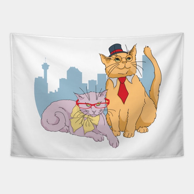 Calgary Cats Tapestry by marlenepixley