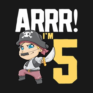 5th Birthday Pirate Five Years Old T-Shirt