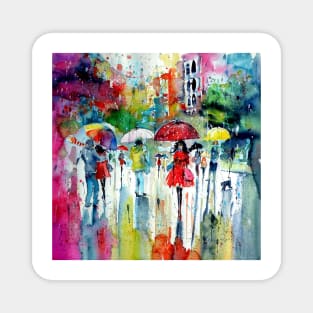 Rain, colours, people Magnet