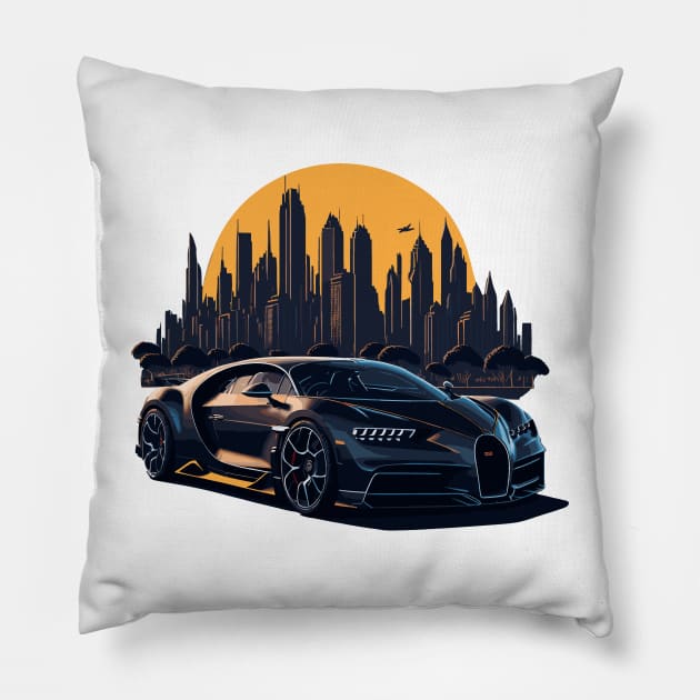 Bugatti Chiron Classic Car Pillow by Cruise Dresses