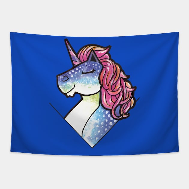 Rainbow Cute Blue Magical Unicorn - Funny Dabbing Unicorns Tapestry by zeeshirtsandprints