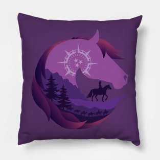 Horse Head Trail Riding Silhouette • Purple Pillow