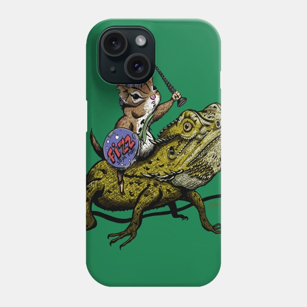 Post Apocalyptic Chipmunk Riding a Lizard Phone Case by brodiehbrockie