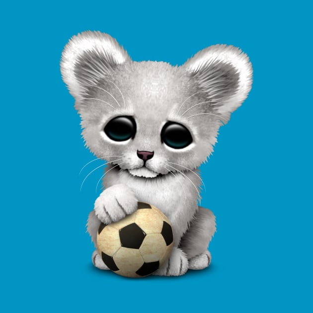 White Lion Cub With Football Soccer Ball by jeffbartels