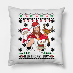 Birthday Boy Ugly Christmas Sweater Pillow