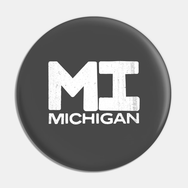 MI Michigan State Vintage Typography Pin by Commykaze