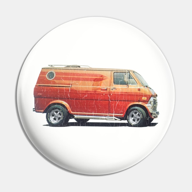 1970s Custom Van (vintage distressed look) Pin by robotface