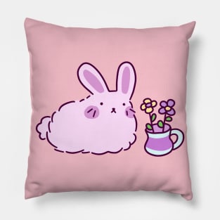 Pink Bunny with Flower Vase Pillow