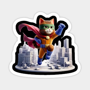 Superhero Cat to the Rescue – Urban Vigilante Sticker Magnet