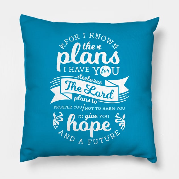 Jeremiah 29:11 Typography Pillow by Andrea Maxwell Design